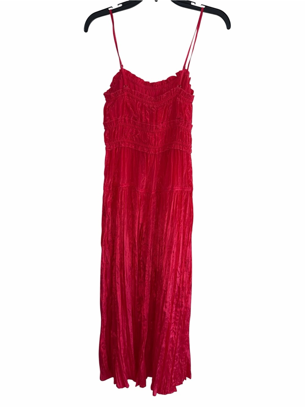 J. Crew Red  Crinkled ruffle-trim dress Size S NWT - Picture 4 of 8